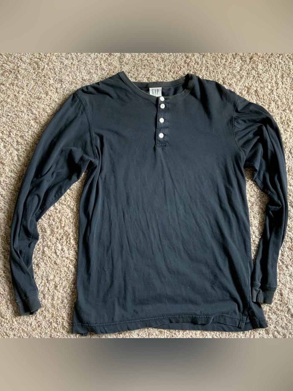 GAP Black Women’s Long-Sleeve Henley Button-Front Shirt